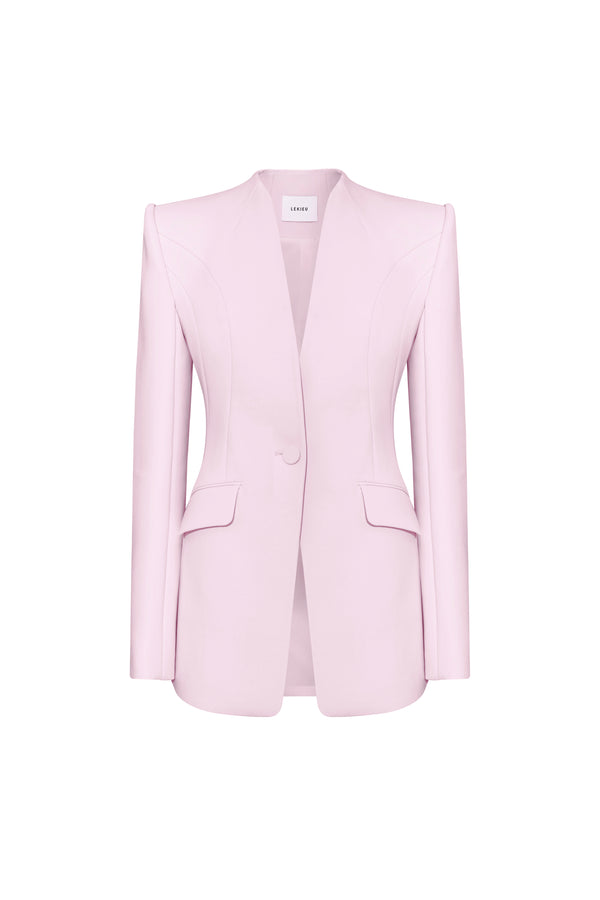 Badajoz Straight Square Shoulder Silk Crepe Blazer