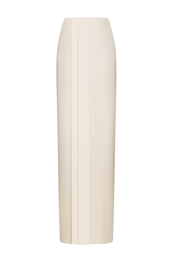 Minard Straight Front Slit Sateen Maxi Skirt