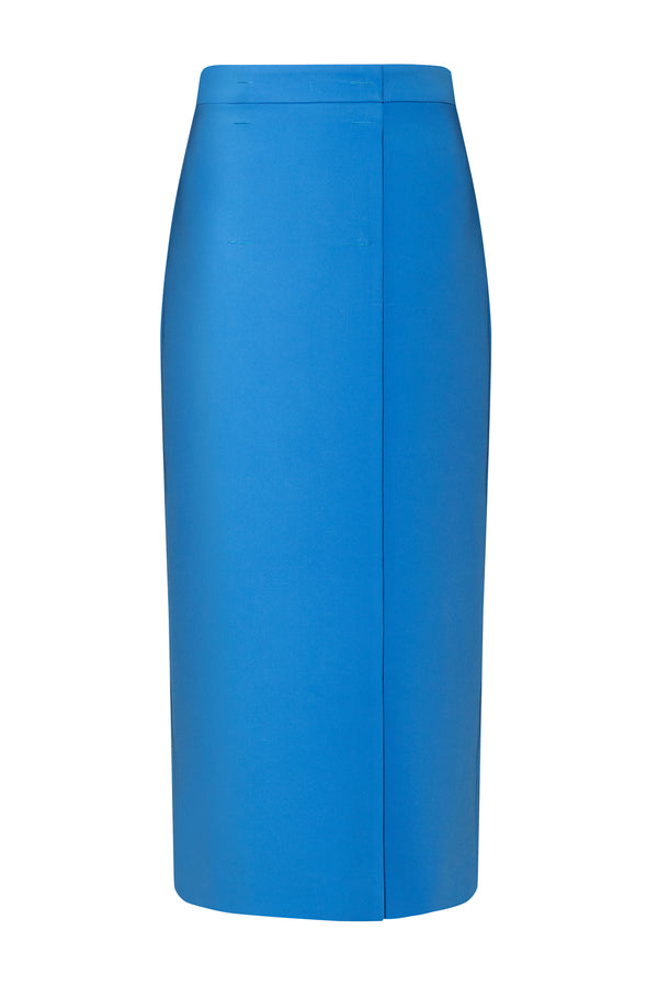 Nancy Straight High Waist Silk Crepe Midi Skirt