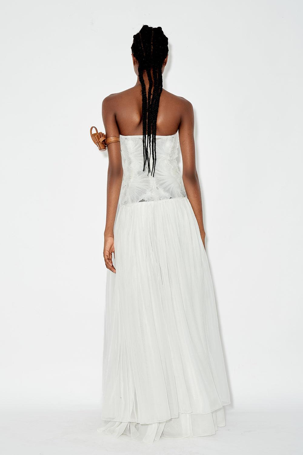 Lagerstroemia Strapless Gathered Chiffon Maxi Dress