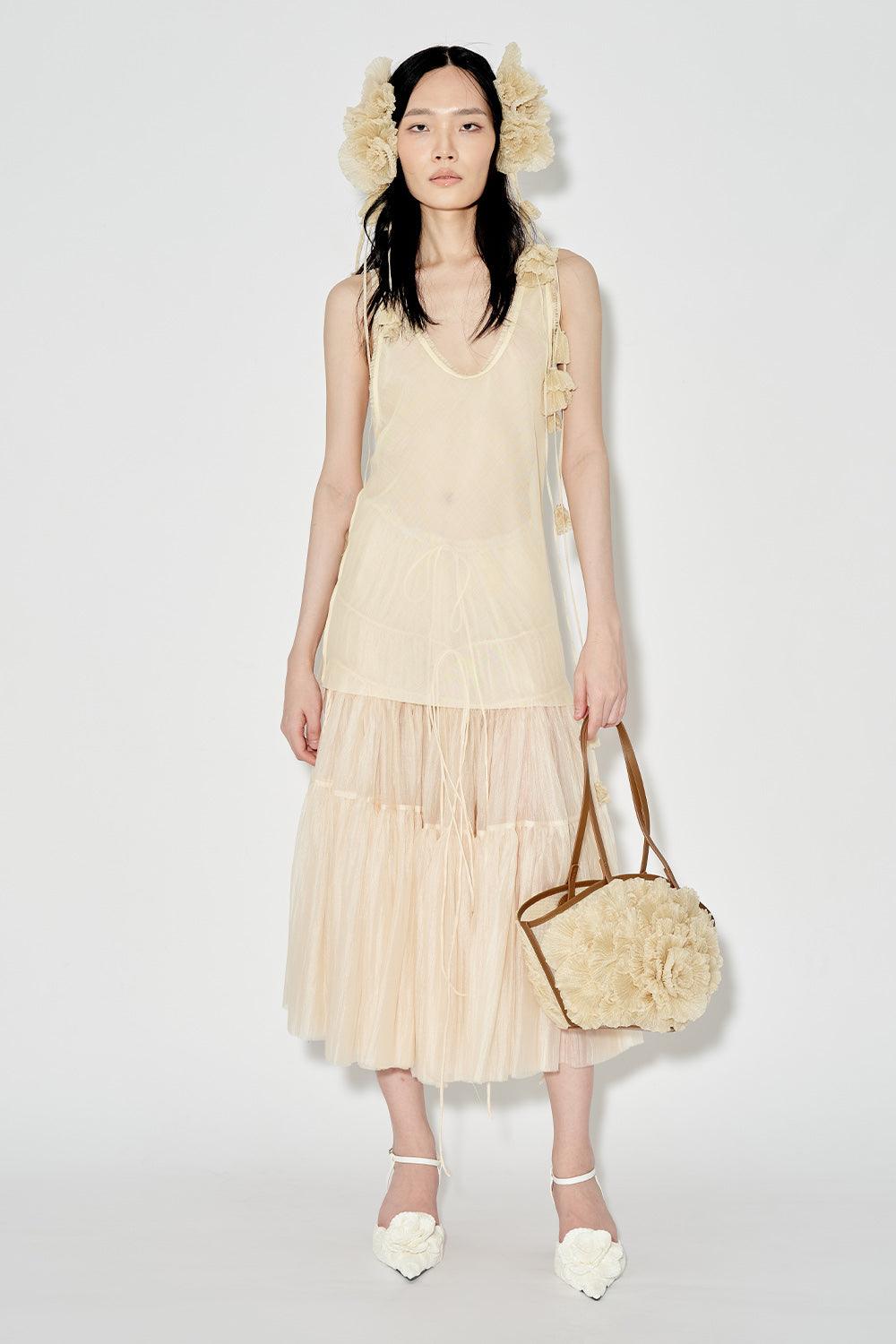 Kehlani Flower Applique Mesh Bag