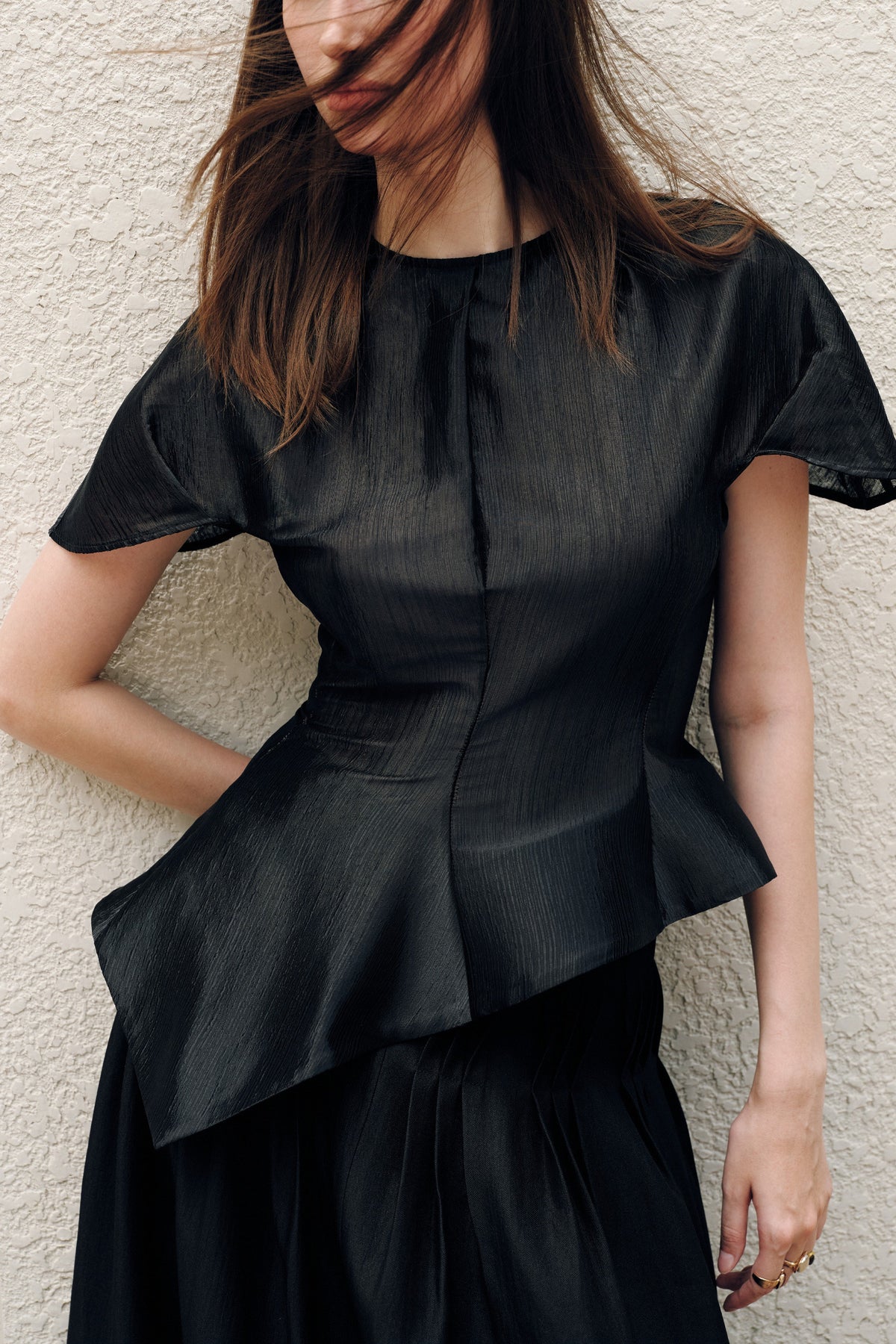 Veta Asymmetric Peplum Top