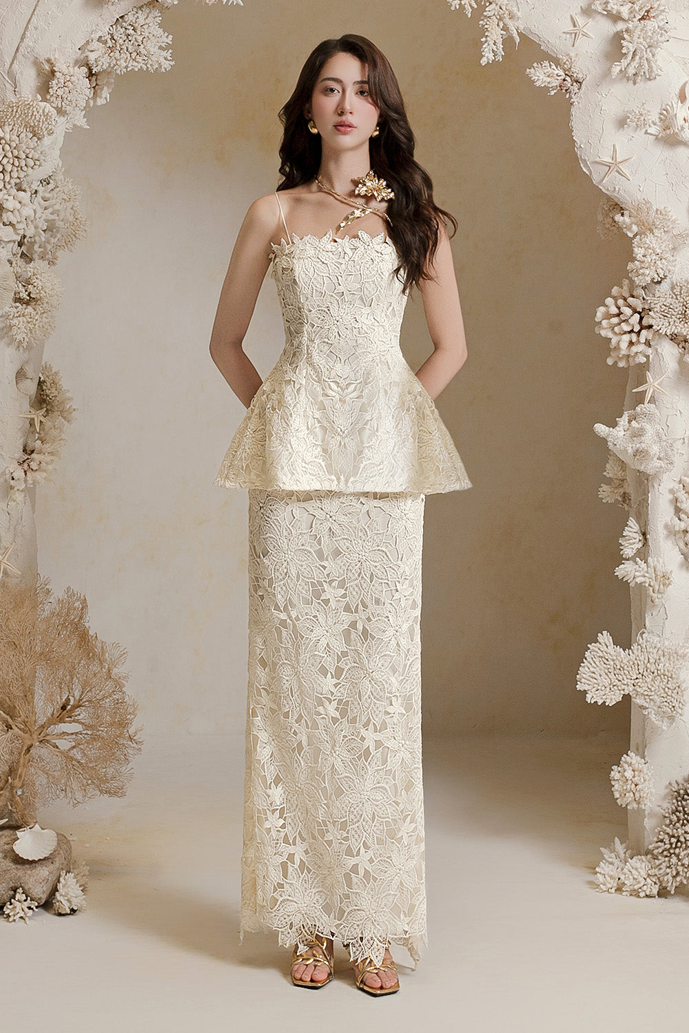 Lilly Peplum Camisole Lace Top