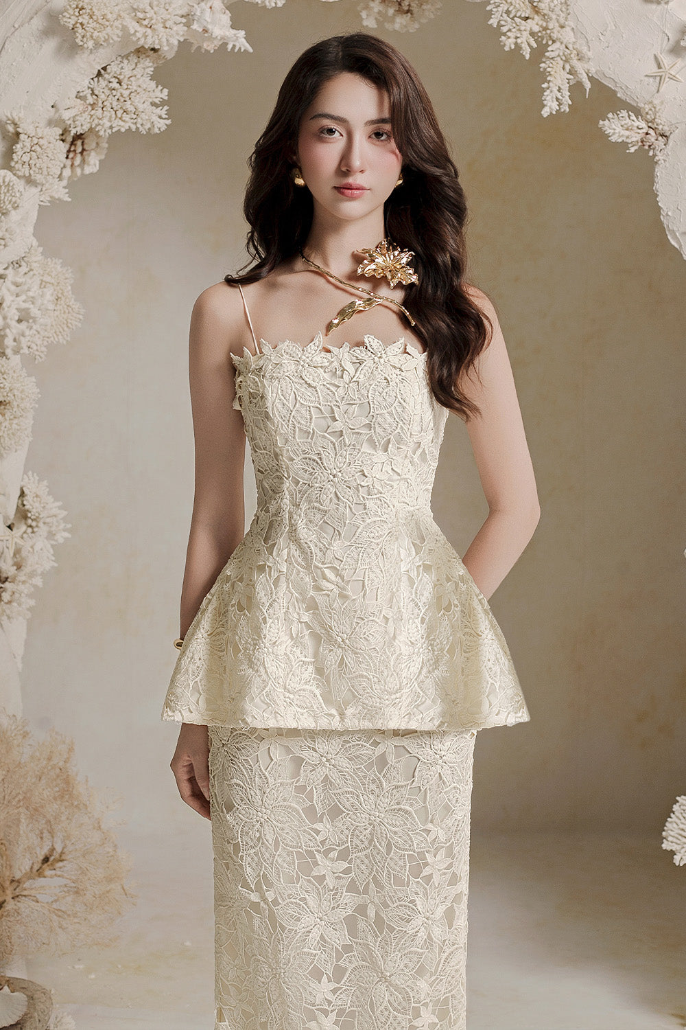 Lilly Peplum Camisole Lace Top