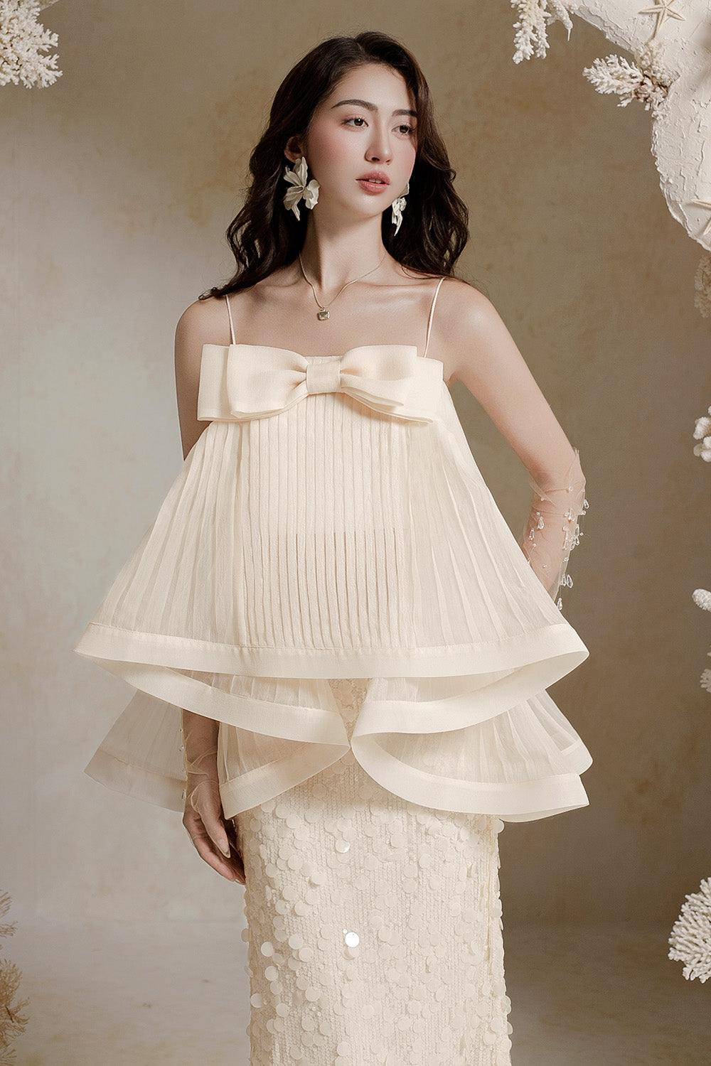 Sandie Babydoll Camisole Crinkle Organza Top