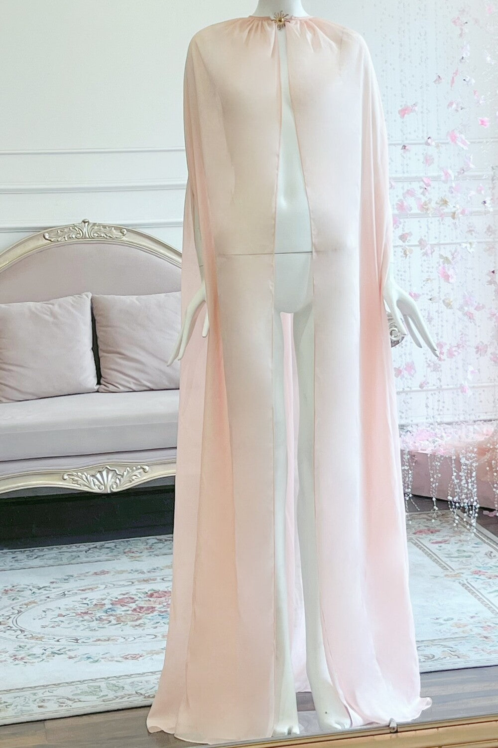 Stellara Straight See-Through Organza Extra Long Length Cape