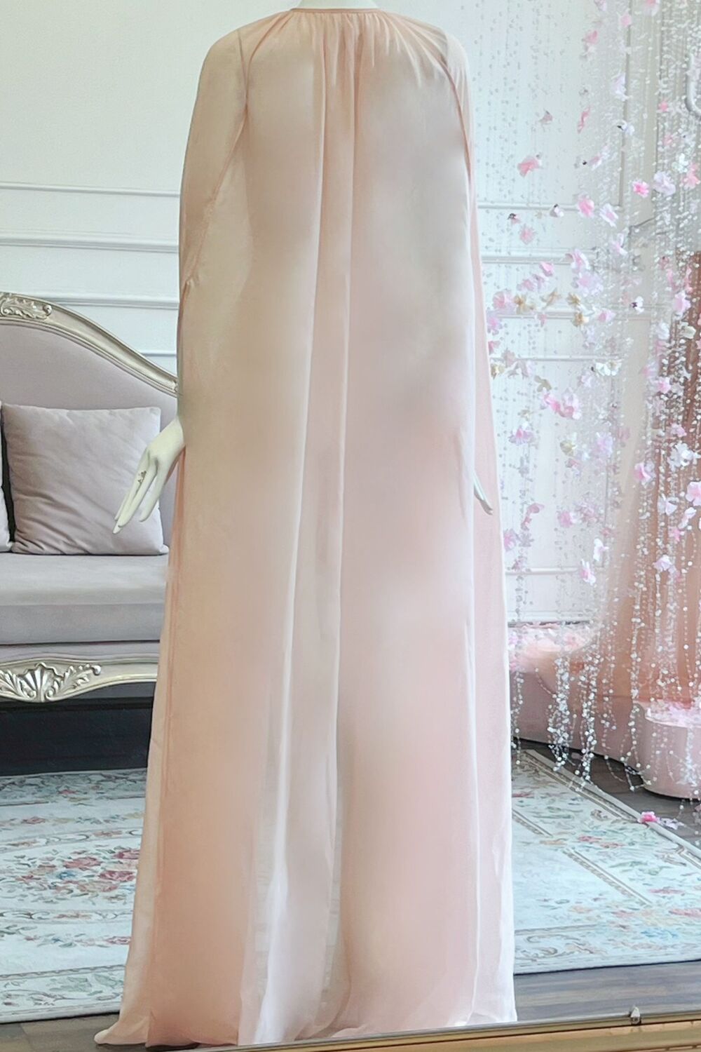 Stellara Straight See-Through Organza Extra Long Length Cape