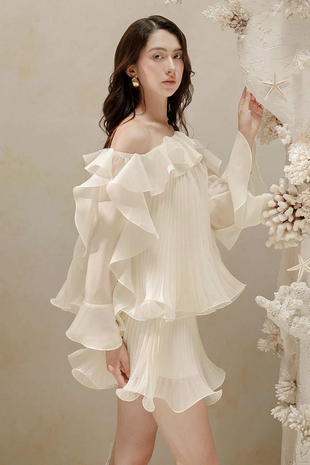 Rosie Straight Wavy Organza Mini Shorts