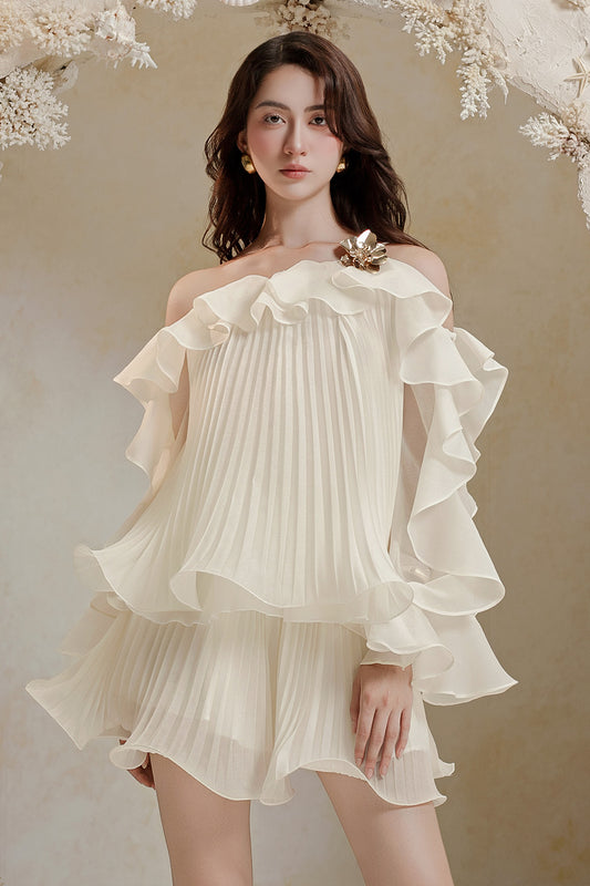 Rosie Blouson Ruffle Trim Organza Top