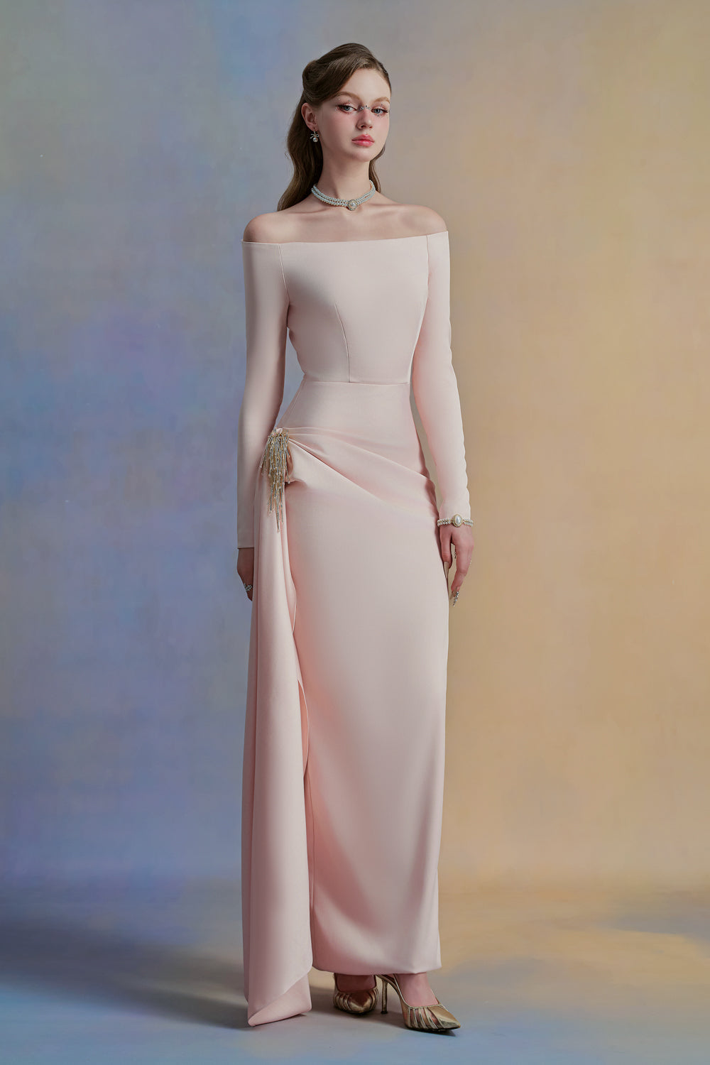 Rouge Sheath Extended Flap Cotton Maxi Dress Icy Pink / S