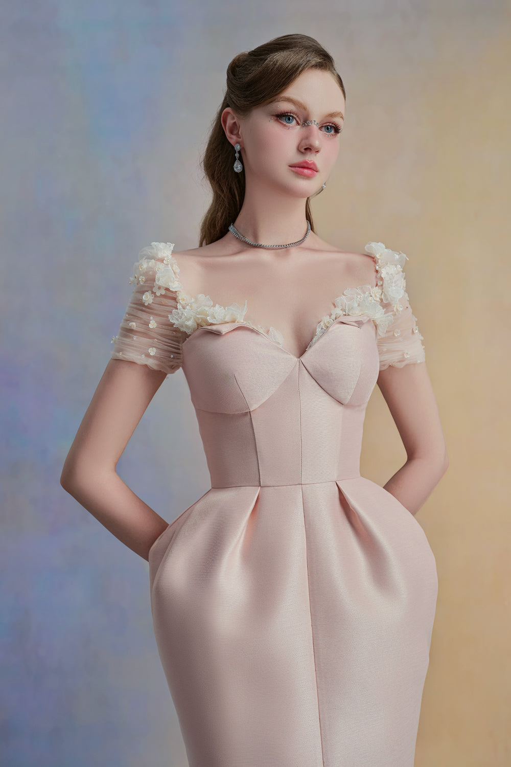 Marquessa Pegged Chest Cup Taffeta Midi Dress