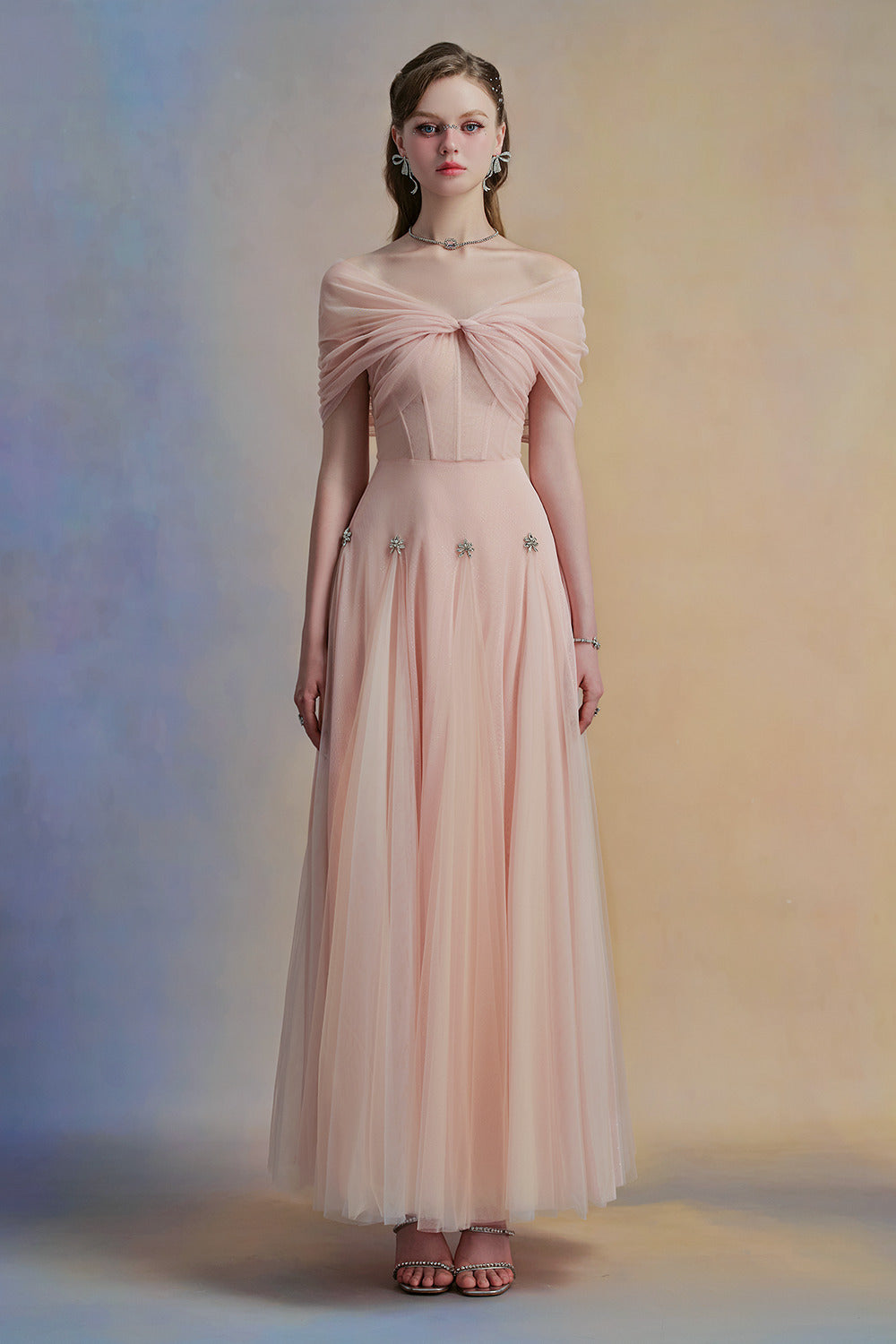 Iriséa A-line Corset Waist Tulle Ankle Length Dress