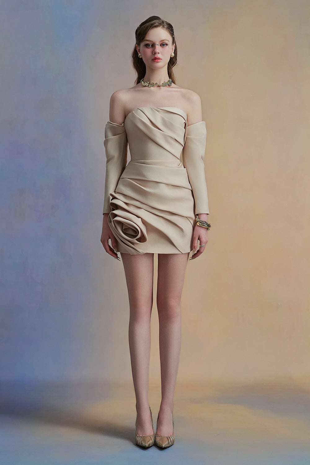 Lantana Bodycon Draped Taffeta Mini Dress