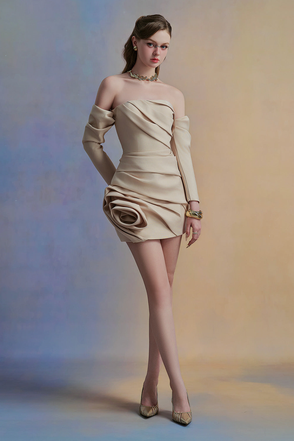 Lantana Bodycon Draped Taffeta Mini Dress