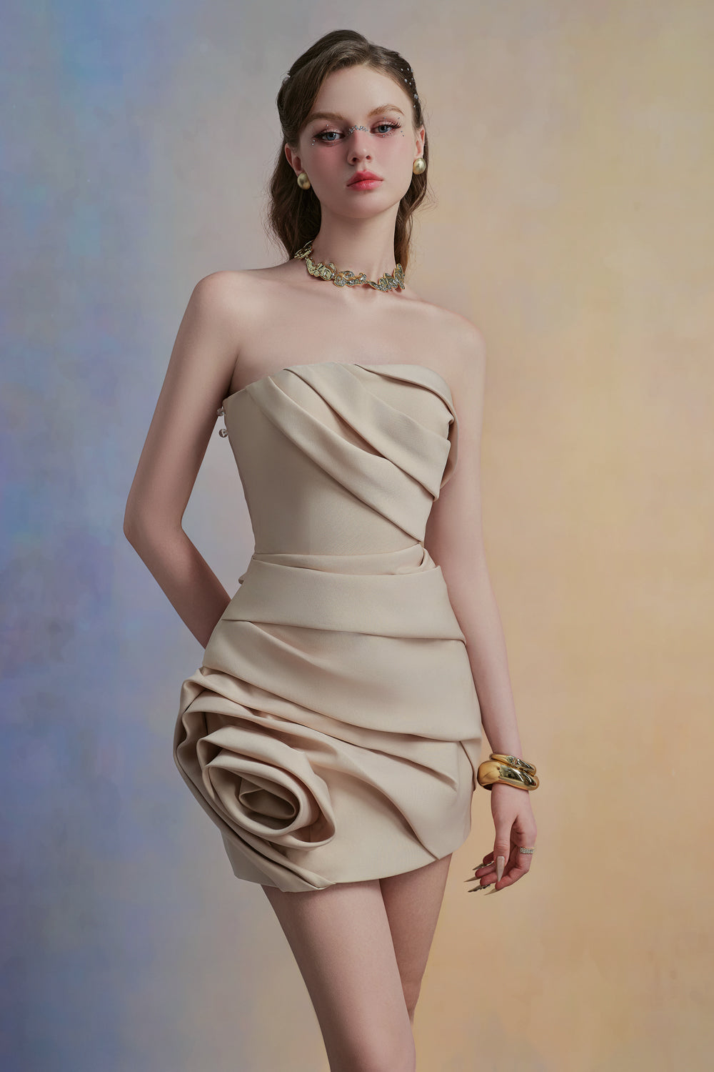 Lantana Bodycon Draped Taffeta Mini Dress