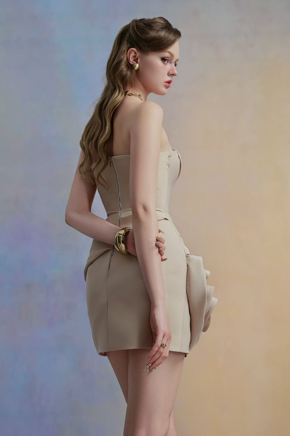 Lantana Bodycon Draped Taffeta Mini Dress