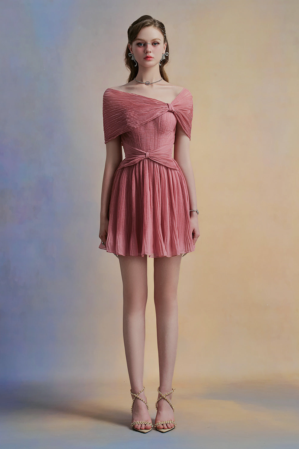 Pivonia A-line Draped Organza Mini Dress