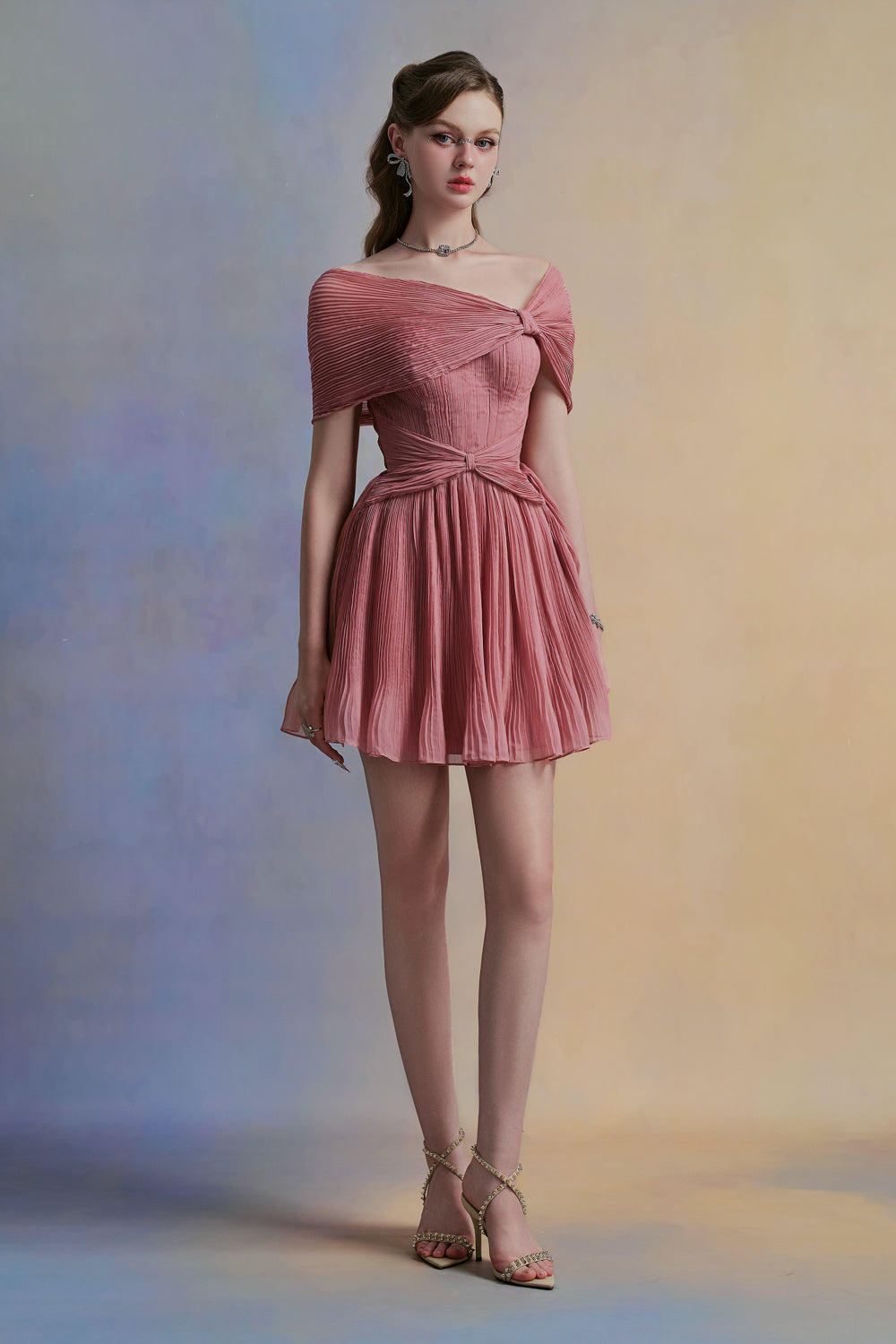 Pivonia A-line Draped Organza Mini Dress