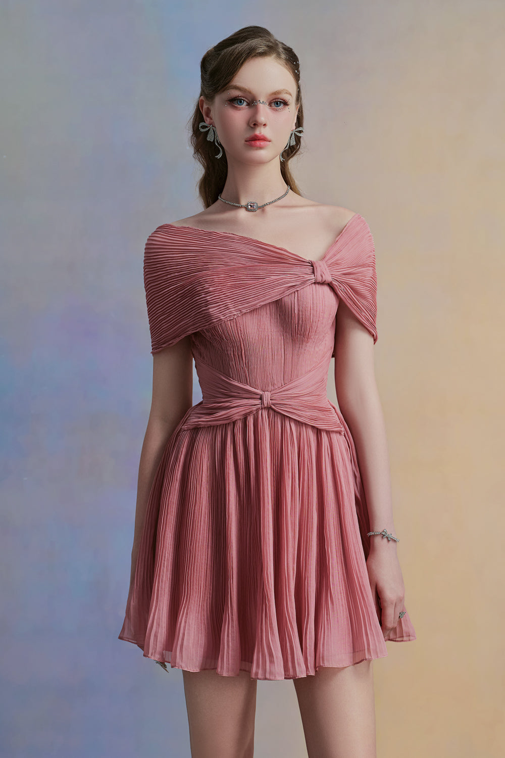 Pivonia A-line Draped Organza Mini Dress
