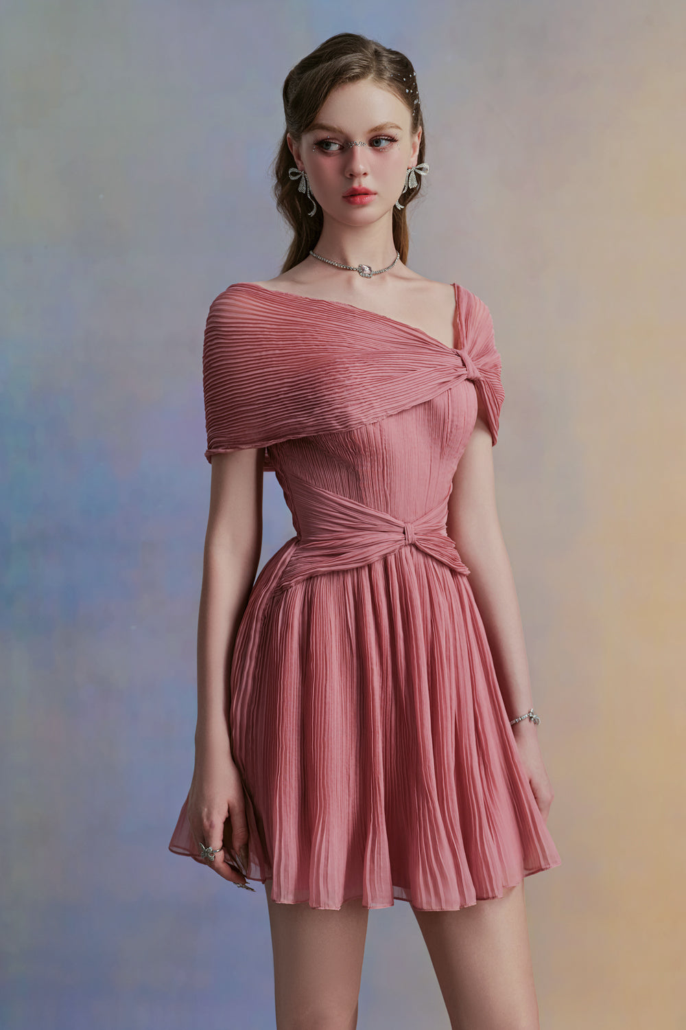 Pivonia A-line Draped Organza Mini Dress