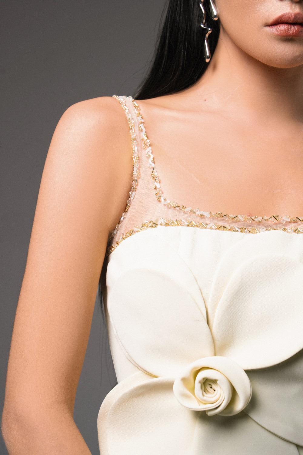 Anahi Fit and Flare Strappy Polyester Mini Dress