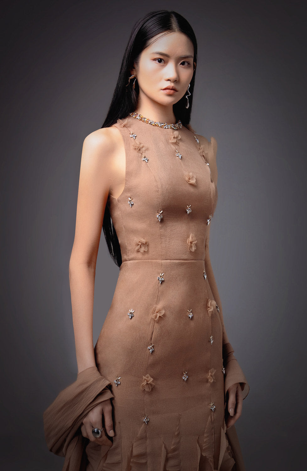 Women's Potter Mermaid Jewel Neck Organza Floor Length Dress XS/S/M/L/XL/XXL/3XL/Customize Pink/Brown/Red Mean Blvd Pink / S Women's Potter Mermaid Jewel Neck Organza Floor Length Dress XS/S/M/L/XL/XXL/3XL/Customize Pink/Brown/Red Mean Blvd Pink / S