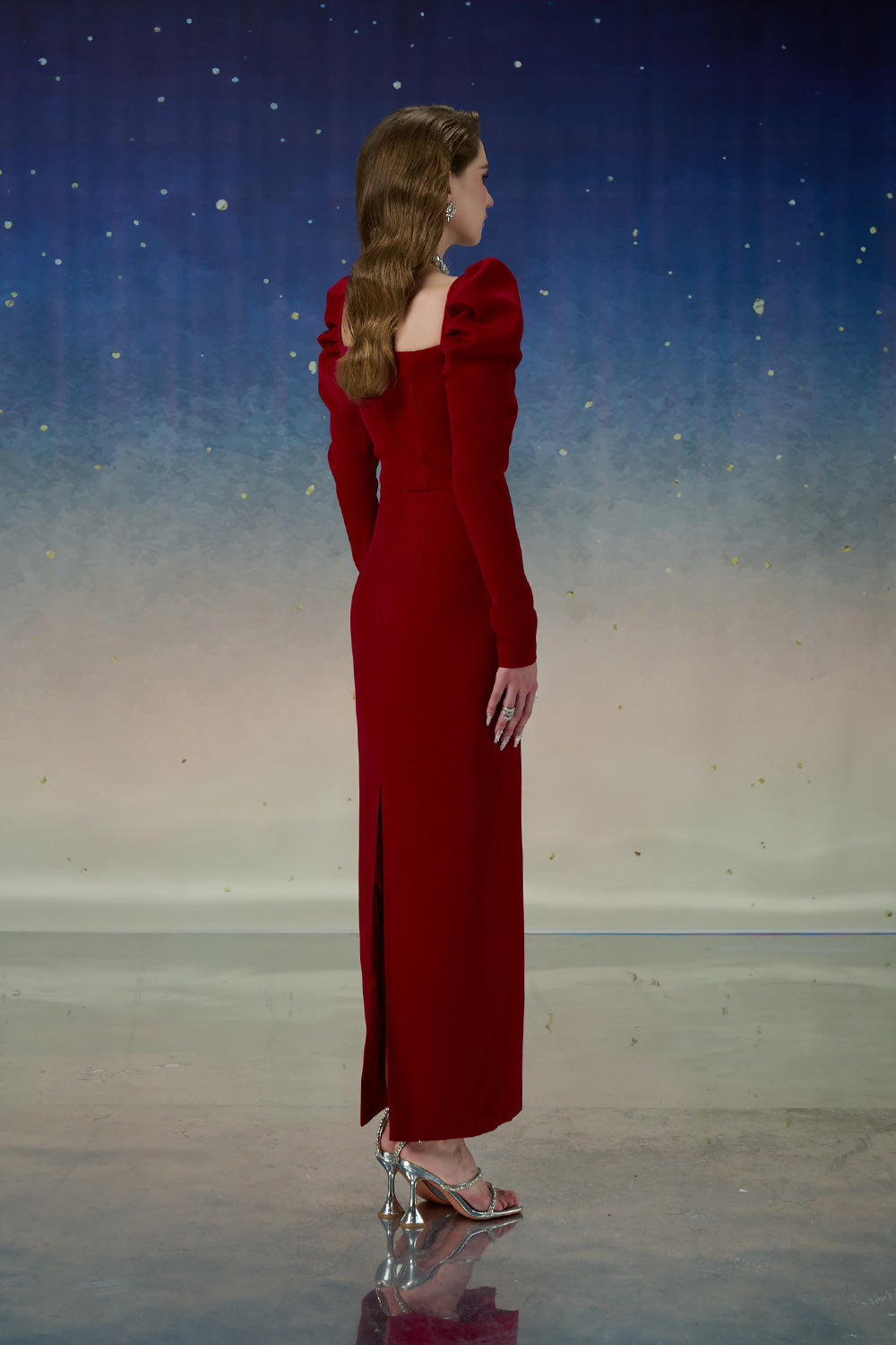 Lunessa Sheath Leg Of Mutton Sleeved Polyester Ankle Length Dress