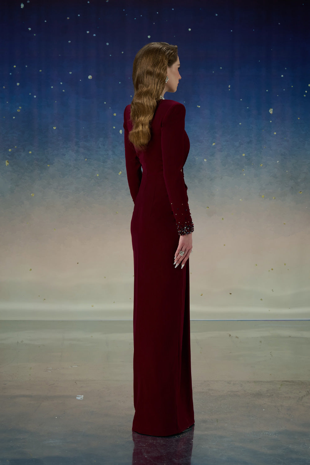 Orionis Sarong Cut-Out Silk Wool Floor Length Dress