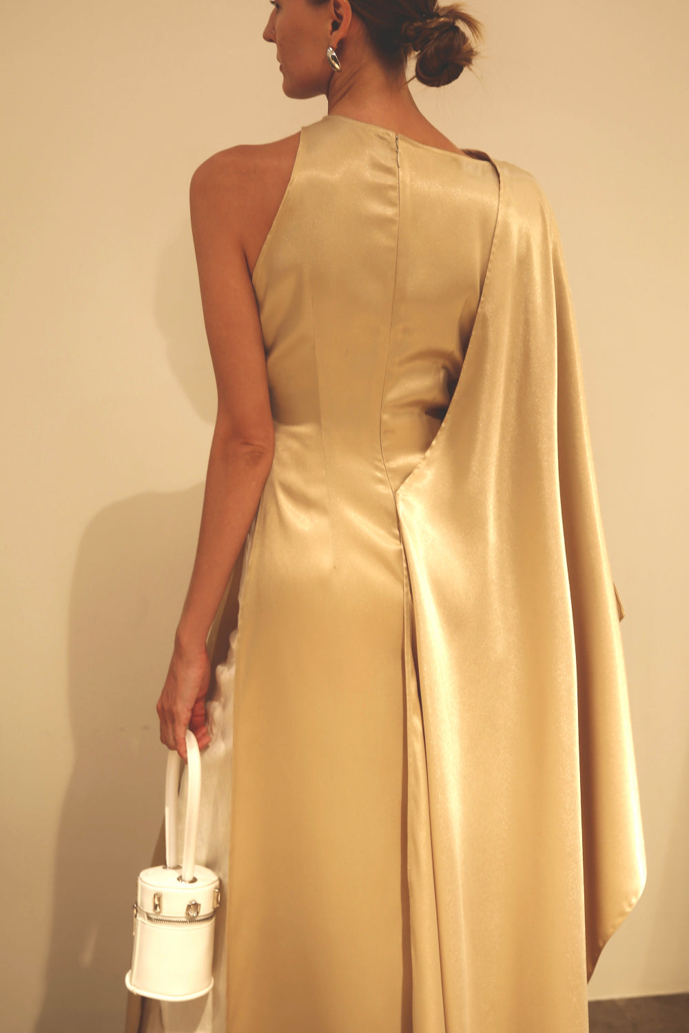 Lam Ha A-line Boat Neck Polyester Blend Floor Length Dress