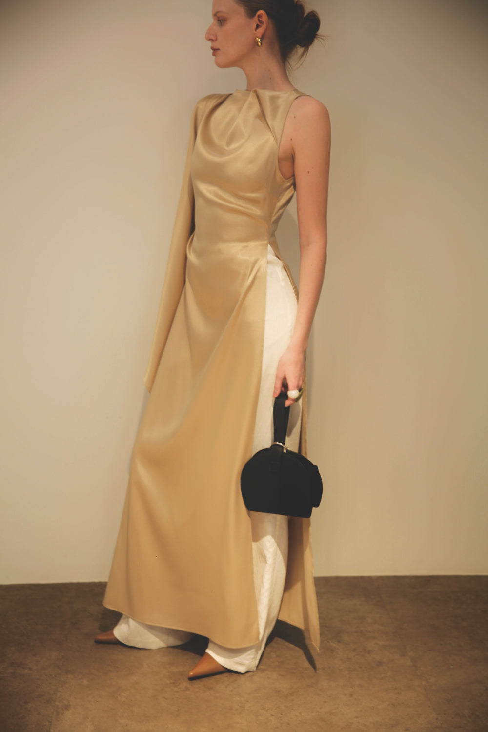 Lam Ha A-line Boat Neck Polyester Blend Floor Length Dress