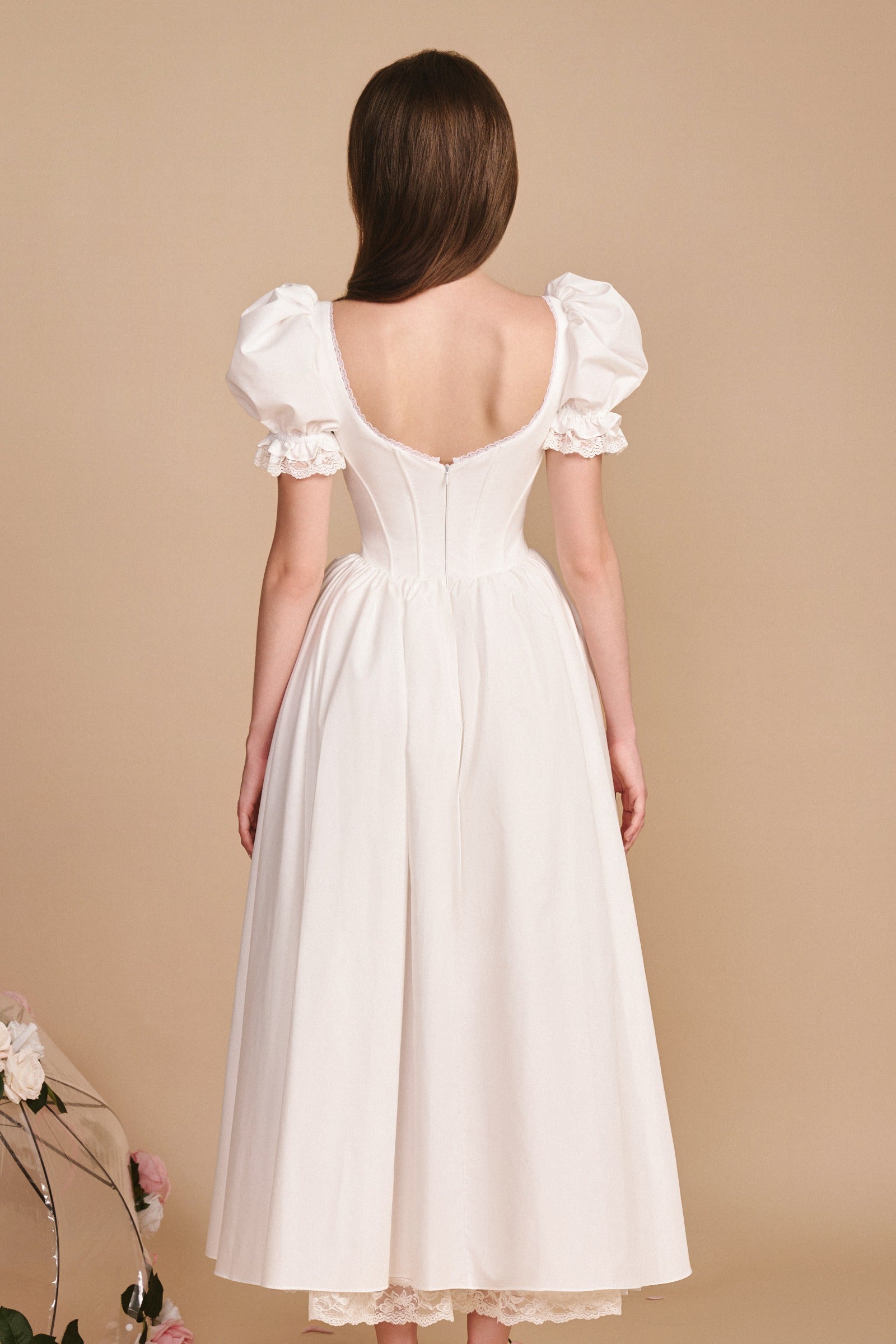 Delina Puff Sleeve Midi Dress