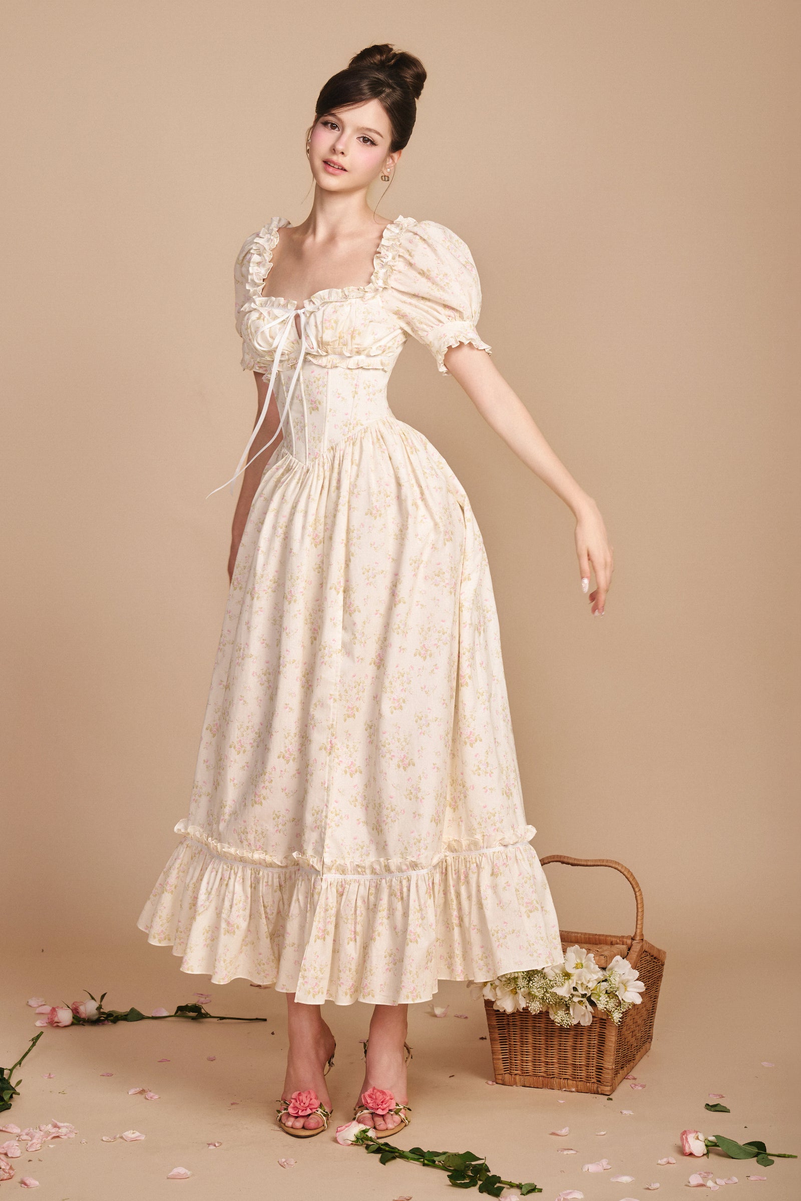 Miranda Puff Sleeve Midi Dress