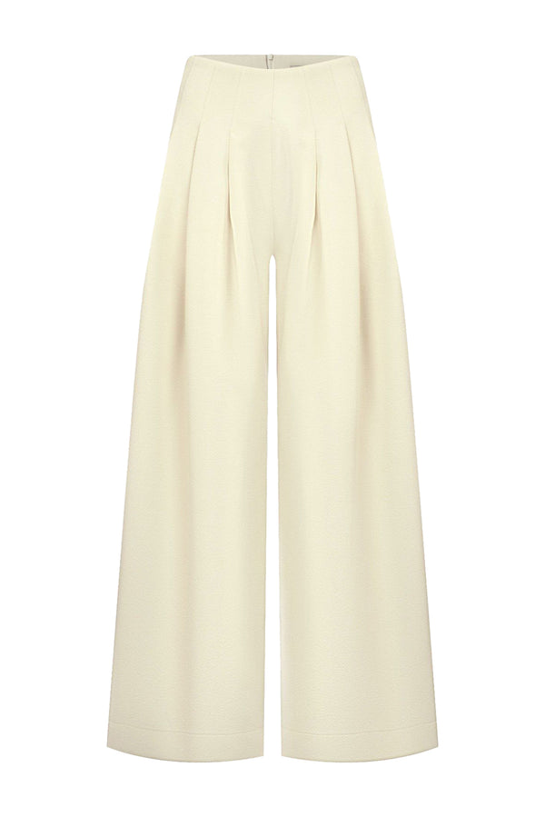Eos Straight Pleated Polyester Spandex Floor Length Pants