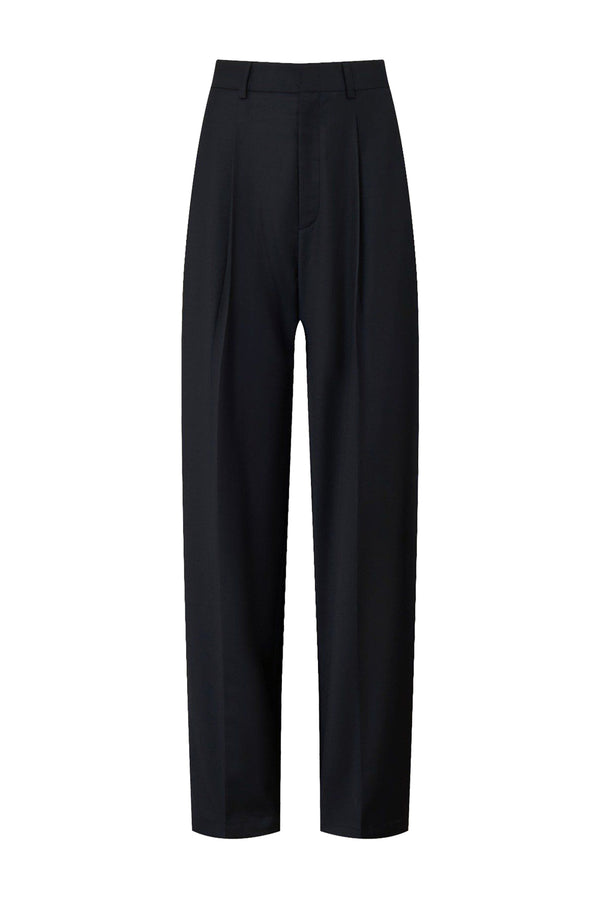 Forest Straight Ribbed Poly Wool Ankle Length Pants