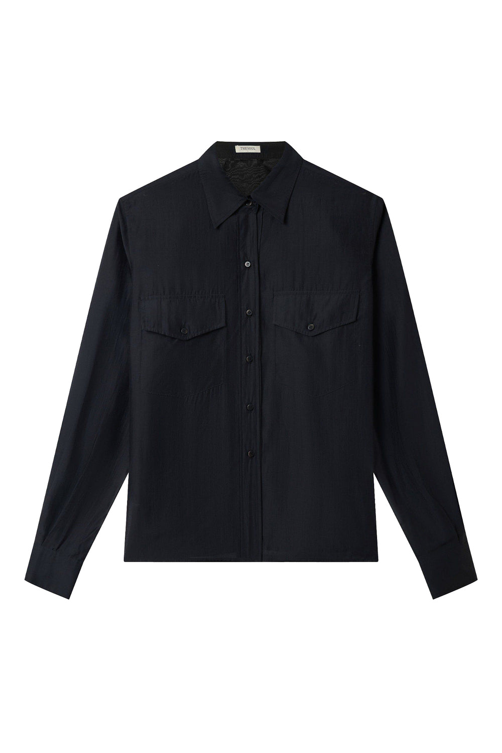 Midnight Straight Flap Pocket Polyester Shirt