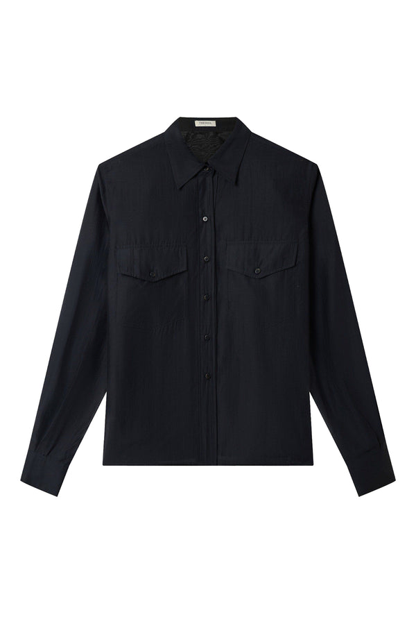 Midnight Straight Flap Pocket Polyester Shirt