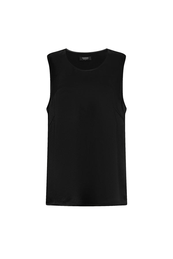 Moonlight Straight Scoop Neck Poly Silk Top