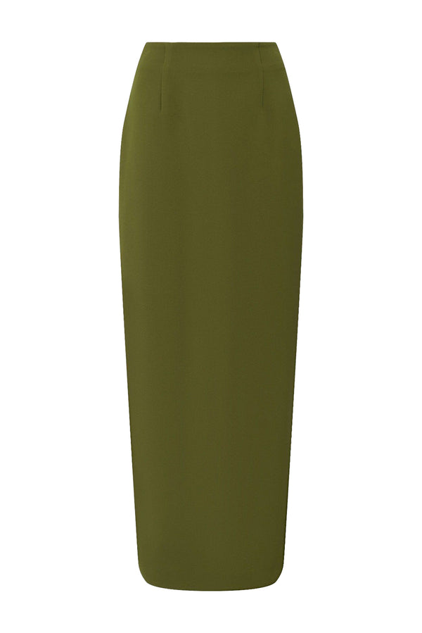 Grace Straight High Waist Poly Silk Ankle Length Skirt