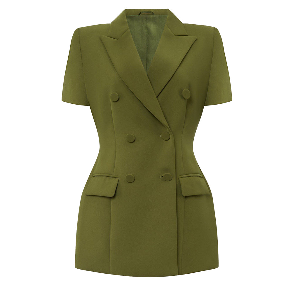 Grace Peplum Double Breasted Poly Silk Blazer