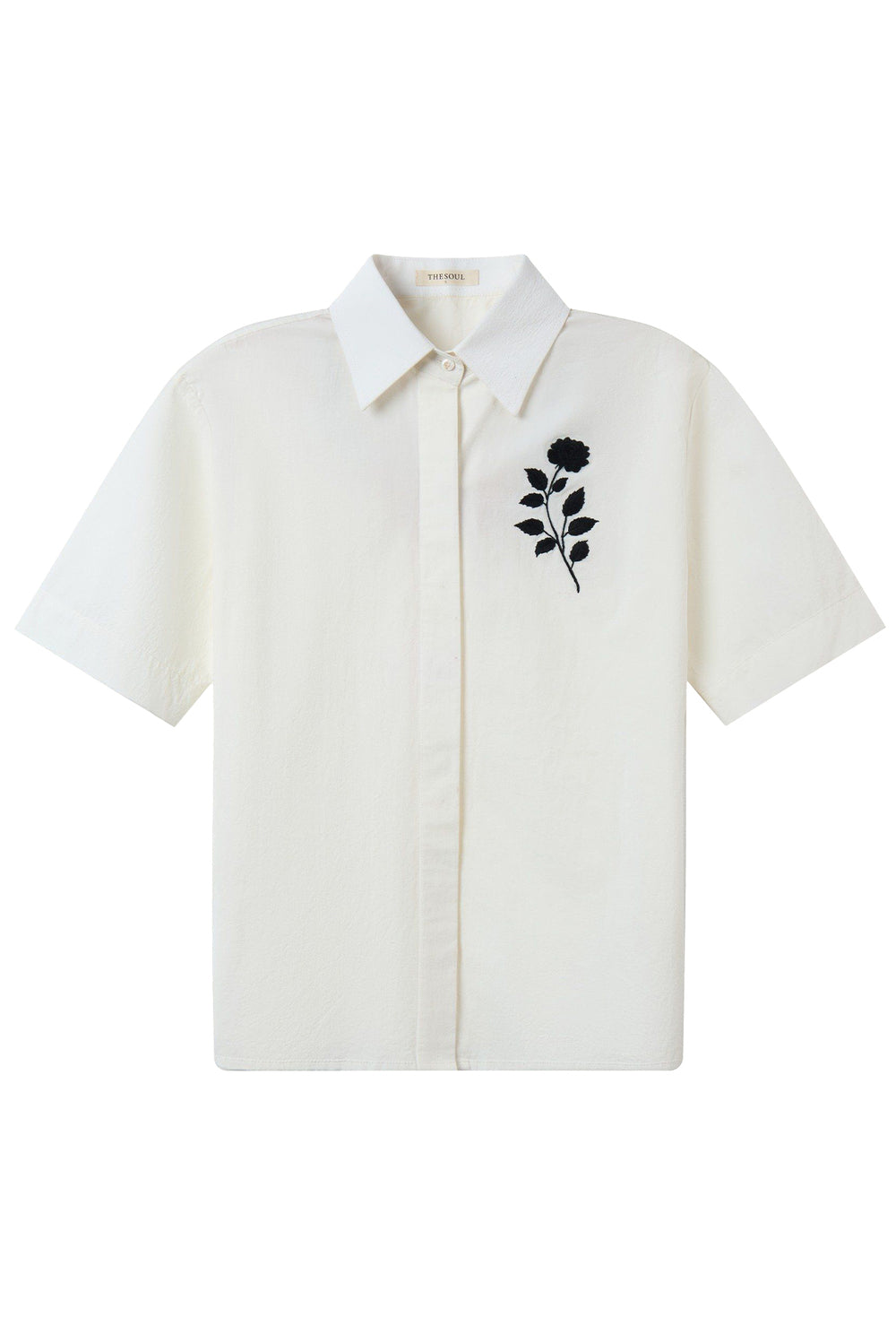 Rose Straight Embroidered Cotton Shirt