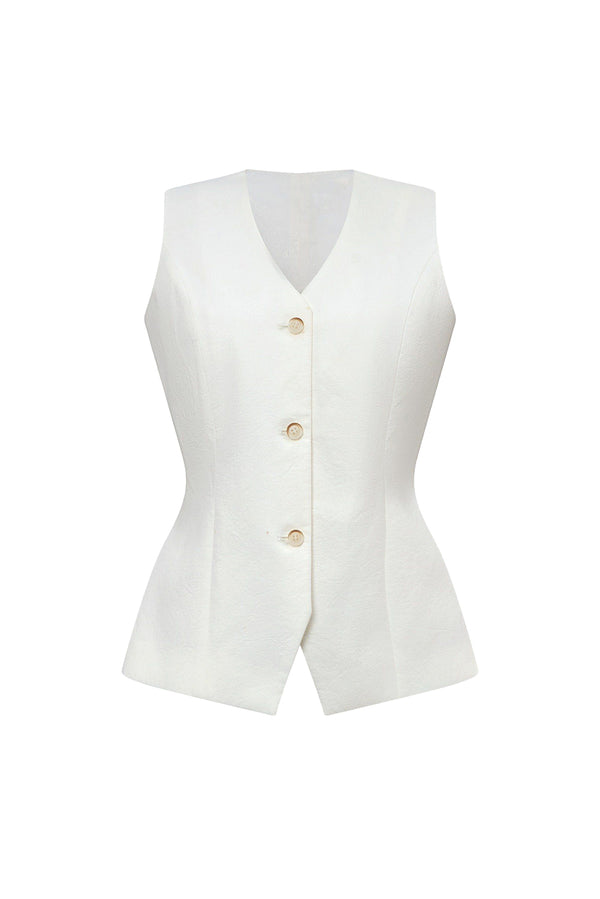 Zia Peplum V-Neck Cotton Vest