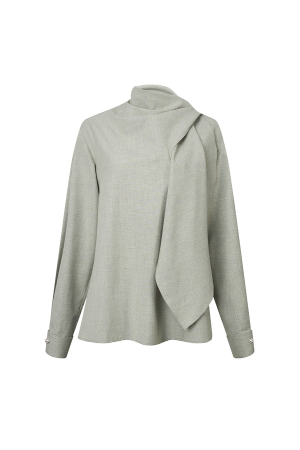 Serene Straight Scarf Neck Cashmere Shirt