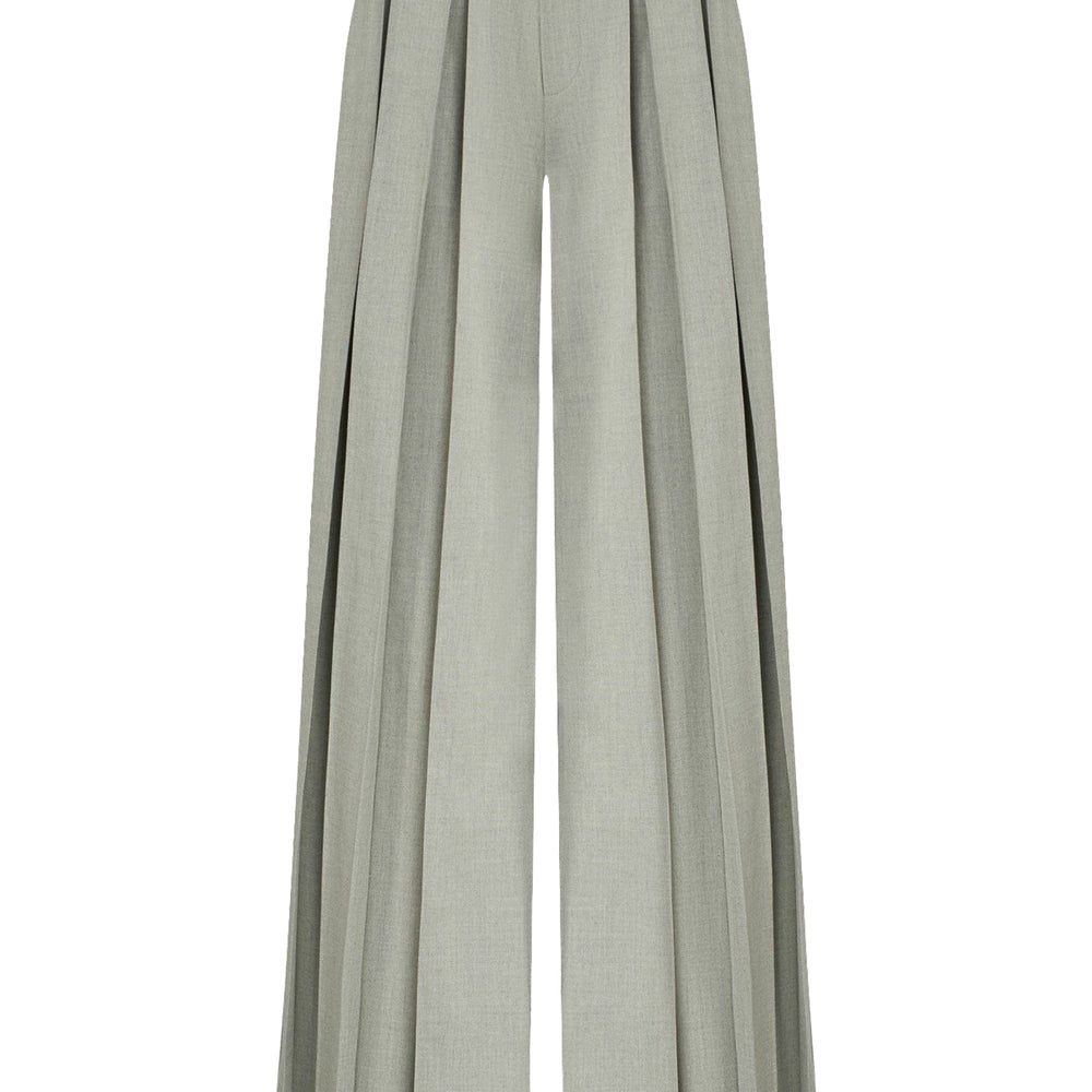 Serene Straight Pleated Cashmere Floor Length Pants