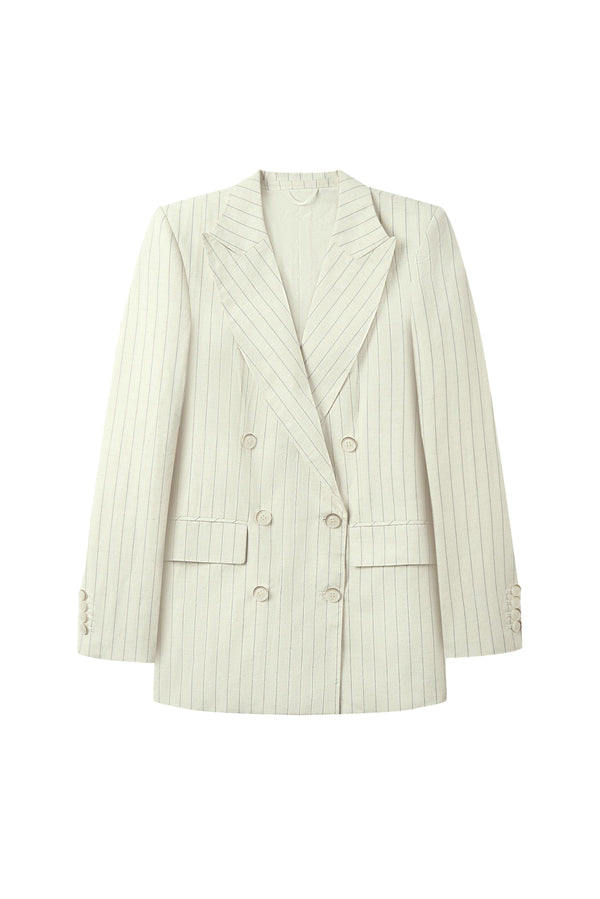 Sunbeam Straight Double Breasted Cotton Blend Blazer