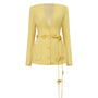 Sunveil Peplum V-Neck Poly Silk Blazer