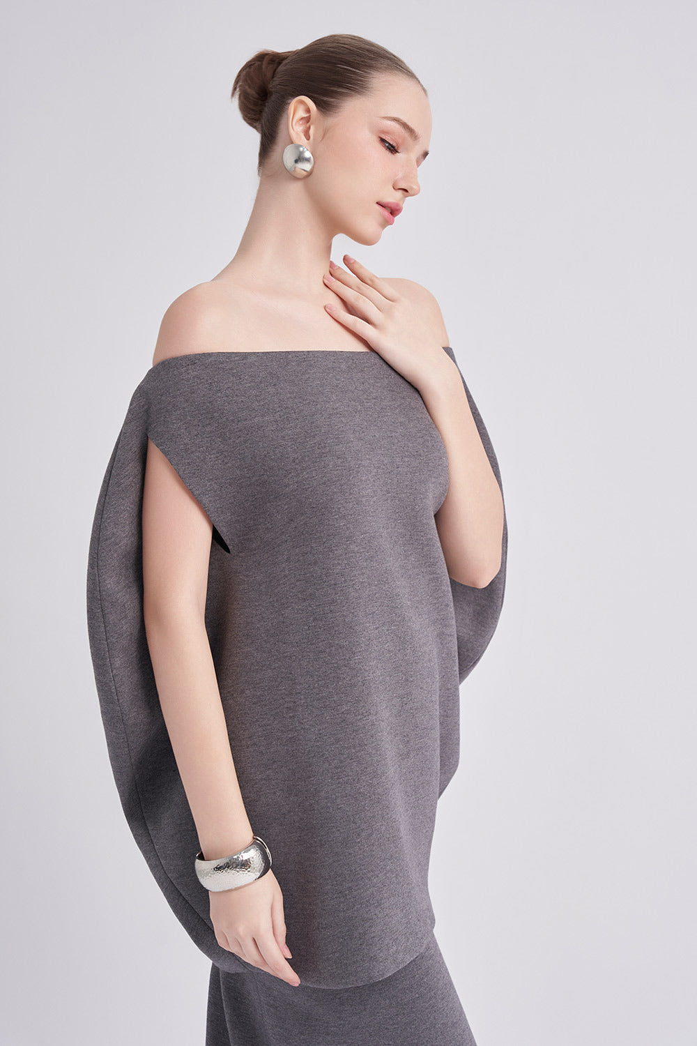 Snow Trumpet High Waist Felt Ankle Length Skirt