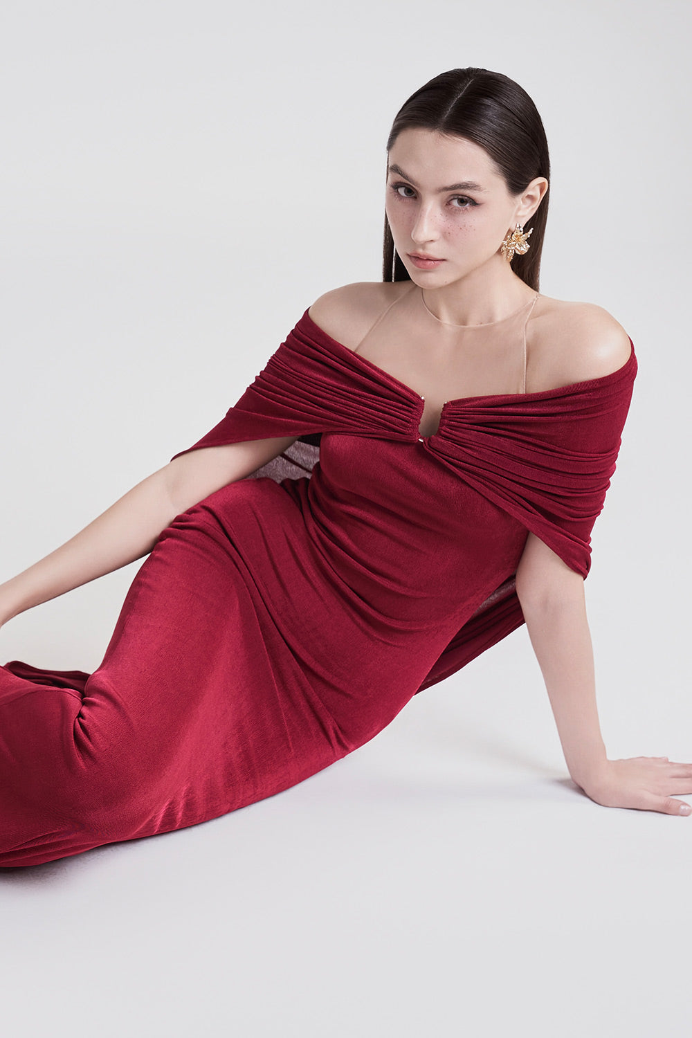 Kissme Straight Gathered Spandex Long Length Cape