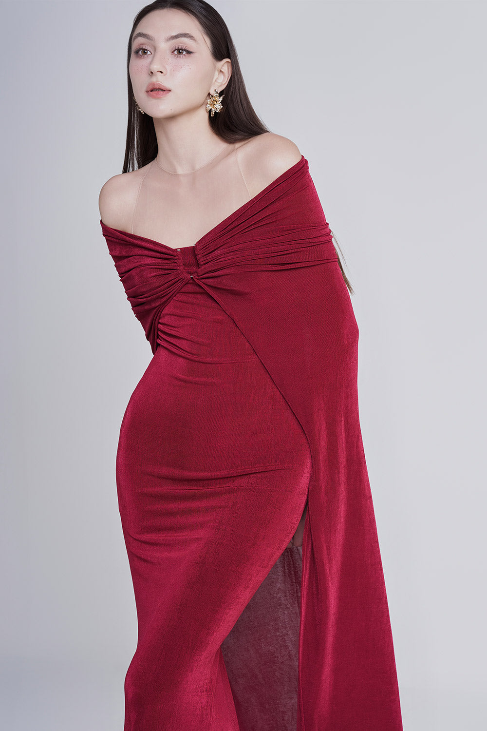 Kissme Straight Gathered Spandex Long Length Cape