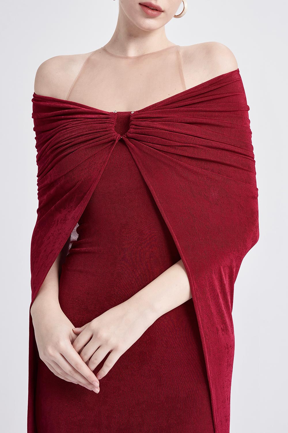 Kissme Straight Gathered Spandex Long Length Cape