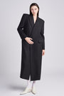 Lady Manteau Straight Square Shoulder Velvet Burlap Calf Length Trench Coat